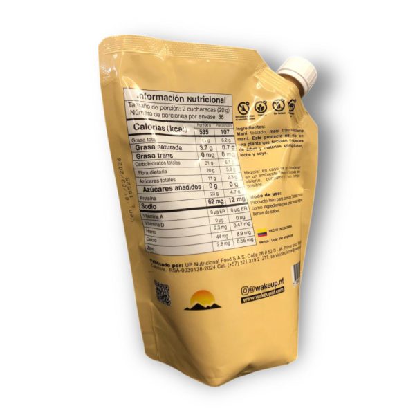 Wakeup Crema De Mani Natural Crunchy x 720g - Imagen 2