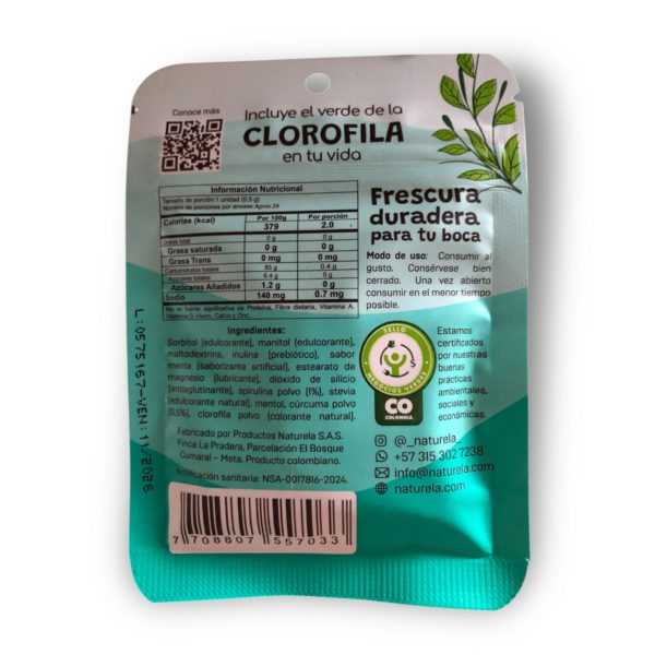 Naturela Mentas Con Stevia, Cúrcuma, Spirulina y Prebióticos 12.5g - Imagen 2