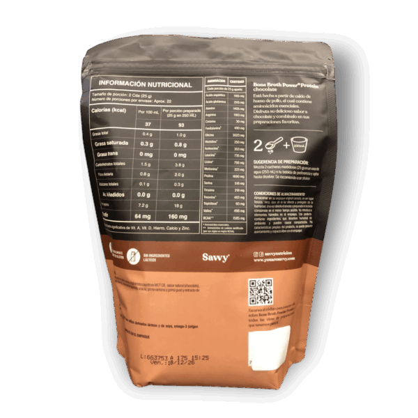 Savvy Bone Broth Power Proteína De Chocolate x560g - Imagen 2
