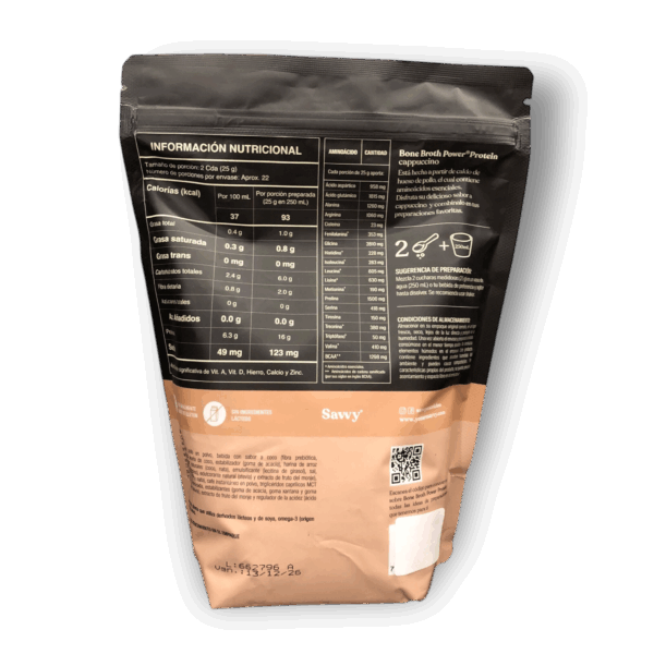Savvy Proteina Bone Broth Power Capuccino 560g - Imagen 2