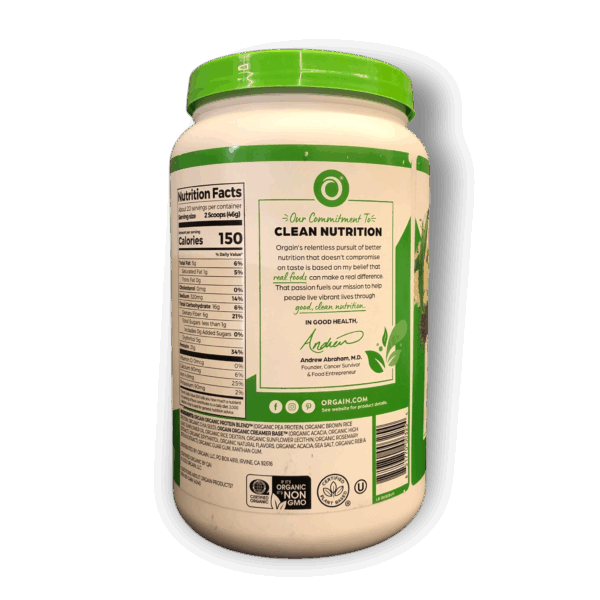 Orgain Proteina Vegetal En Polvo Sabor Vainilla 920g - Imagen 2